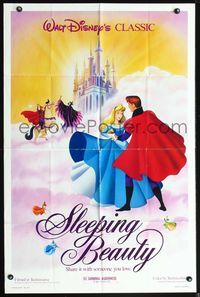 3z828 SLEEPING BEAUTY one-sheet movie poster R86 Walt Disney cartoon fairy tale fantasy classic!