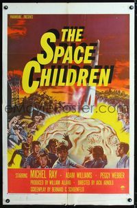3z848 SPACE CHILDREN one-sheet poster '58 Jack Arnold, great sci-fi art of kids & giant alien brain!