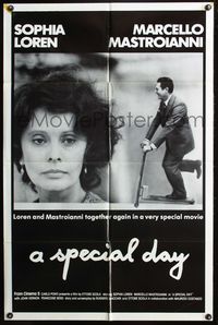 3z852 SPECIAL DAY one-sheet movie poster '77 great image of Sophia Loren & Marcello Mastroianni!