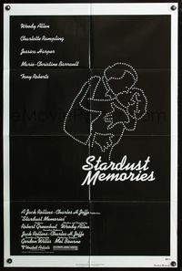 3z858 STARDUST MEMORIES one-sheet '80 directed by Woody Allen, cool outline of lovers in stars!