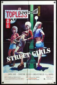 3z864 STREET GIRLS 1sheet '75 classic sleazy art of hookers at intersection of Love St. & John St.!