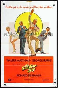 3z873 SUNSHINE BOYS style C one-sheet '75 great art of George Burns, Walter Matthau & Lee Meredith!