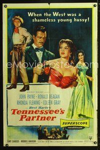 3z890 TENNESSEE'S PARTNER 1sheet '55 art of Ronald Reagan & John Payne holding sexy Rhonda Fleming!