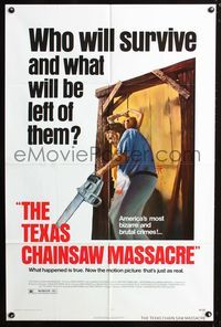 3z895 TEXAS CHAINSAW MASSACRE one-sheet '74 Tobe Hooper classic slasher horror, Bryanston release!