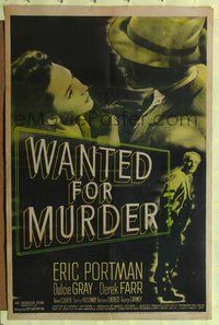 3z962 WANTED FOR MURDER 1sheet '46 Emeric Pressburger helped write this clever mystery with a twist!
