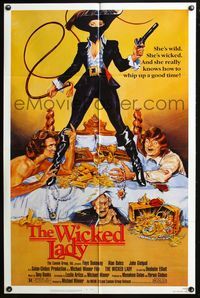 3z978 WICKED LADY 1sheet '83 Michael Winner, cool art of Faye Dunaway with pistol and whip!