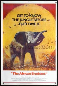 4a303 AFRICAN ELEPHANT 40x60 poster '71 great artwork, get to know the jungle before they pave it!