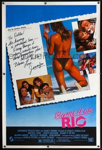 4a306 BLAME IT ON RIO 40x60 movie poster '84 Demi Moore, Michael Caine, super sexy postcard image!