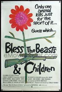 4a307 BLESS THE BEASTS & CHILDREN 40x60 poster '71 Stanley Kramer, only one animal kills for sport!