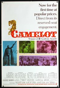 4a313 CAMELOT 40x60 movie poster '68 Richard Harris as King Arthur, Vanessa Redgrave as Guenevere!