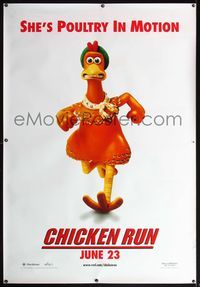 4a221 CHICKEN RUN DS bus stop poster '00 Peter Lord & Nick Park claymation, poultry in motion!