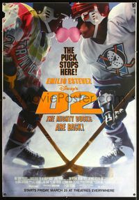 4a229 D2: THE MIGHTY DUCKS DS bus stop '94 Disney, Emilio Estevez coaches teens at ice hockey!