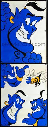 4a165 ALADDIN 2 36x47 window cling posters '92 Disney fantasy cartoon, great wacky Genie images!