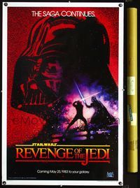4a001 RETURN OF THE JEDI dated teaser 1sh '83 Lucas, Revenge of the Jedi, best art by Drew Struzan!