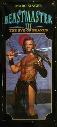 4a184 BEASTMASTER III vinyl banner '96 great full-length image of Marc Singer with sword & falcon!