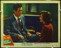 4b037 ACT OF VIOLENCE LC #8 '49 Phyllis Thaxter tries to talk Robert Ryan out of revenge killing!