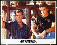 4b043 AIR AMERICA movie lobby card #8 '90 great close-up of Mel Gibson, & Robert Downey Jr!