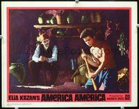4b056 AMERICA AMERICA movie lobby card #6 '64 Elia Kazan, cool image of immigrant Stathis Giallelis!