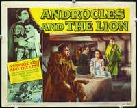 4b059 ANDROCLES & THE LION movie lobby card #1 '52 cool image of Robert Newton & Jean Simmons!