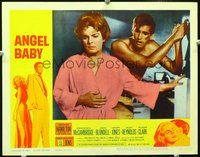 4b061 ANGEL BABY movie lobby card #2 '61 great border art of sexy Salome Jens & George Hamilton!