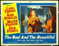 4b088 BAD & THE BEAUTIFUL movie lobby card #7 '53 cool image of sexy Lana Turner in mirror!