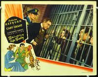 4b185 BRINGING UP BABY LC '38 Katharine Hepburn & Cary Grant behind bars, directed by Howard Hawks!