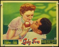 4b574 LADY EVE LC '41 Preston Sturges, Barbara Stanwyck offers Henry Fonda a bite of her apple!
