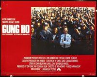 4c262 GUNG HO English movie lobby card '86 cool image of Michael Keaton w/factory workers!