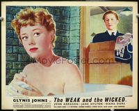 4c944 WEAK & THE WICKED English LC '54 great image of prison matron spying on naked Glynis Johns!