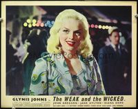 4c945 WEAK & THE WICKED English LC '54 wonderful close up of smiling sexy bad girl Diana Dors!