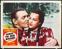 4c007 ACROSS THE WIDE MISSOURI LC #2 '51 close-up of Clark Gable kissing sexy Maria Elena Marques!