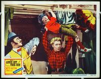 4c026 ANNIE GET YOUR GUN lobby card #8 R56 wacky image of Betty Hutton as the greatest sharpshooter!