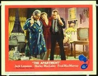 4c030 APARTMENT lobby card #3 '60 Billy Wilder, Jack Lemmon helps unconscious Shirley MacLaine walk!