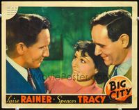 4c065 BIG CITY movie lobby card '37 great close-up of Luise Rainer & Spencer Tracy!