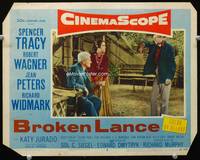 4c087 BROKEN LANCE movie lobby card #8 '54 Spencer Tracy, Richard Widmark, Jean Peters!