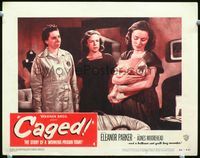 4c092 CAGED movie lobby card #4 '50 great image of Eleanor Parker, women's prison!