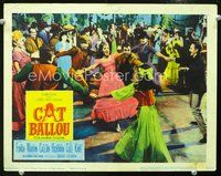 4c100 CAT BALLOU movie lobby card '65 Jane Fonda & Michael Callan dance happily in large crowd!