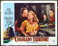 4c114 COLORADO TERRITORY signed by Virginia Mayo movie lobby card #4 '49 Joel McCrea!