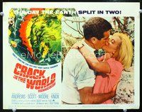 4c124 CRACK IN THE WORLD lobby card #5 '65 close up of Kieron Moore kissing sexy Janette Scott!