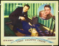 4c126 CROSS COUNTRY CRUISE movie lobby card '34 Lew Ayres finds June Knight unconscious!