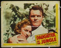 4c141 DAUGHTER OF THE JUNGLE lobby card #8 '49 pretty Lois Hall & handsome James Cardwell in peril!