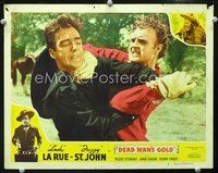 4c146 DEAD MAN'S GOLD movie lobby card #2 '48 cool image of Lash La Rue fighting with bad guy!