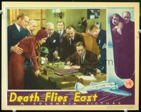 4c147 DEATH FLIES EAST lobby card '35 brooding Conrad Nagel signs paper while Florence Rice waits!