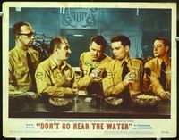 4c165 DON'T GO NEAR THE WATER lobby card #5 '57 Keenan Wynn shows off to Glenn Ford & Russ Tamblyn!