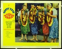 4c191 FIVE PENNIES lobby card #2 '59 wacky image of Danny Kaye in skirt blowing into pineapple!