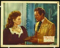 4c203 FOXES OF HARROW LC #8 '47 great close up of suave Rex Harrison & sexiest Maureen O'Hara!