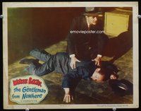 4c217 GENTLEMAN FROM NOWHERE movie lobby card '48 Warner Baxter, Fay Baker, great image of crime!