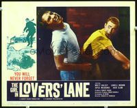 4c227 GIRL IN LOVERS' LANE lobby card #2 '60 great action image of Brett Halsey throwing punch!