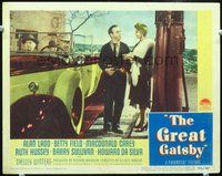 4c251 GREAT GATSBY movie lobby card '49 Alan Ladd in fancy car, young Shelley Winters!