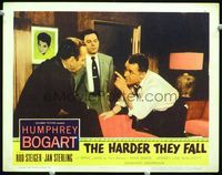 4c271 HARDER THEY FALL lobby card '56 Nehemiah Persoff watches Rod Steiger threaten Humphrey Bogart!